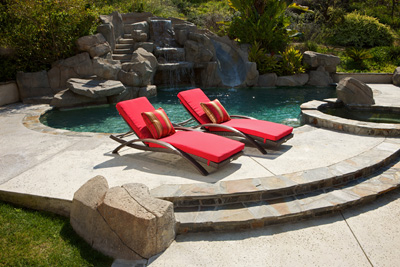 Portofino Outdoor Living Retro Chaise Lounge Set, Red